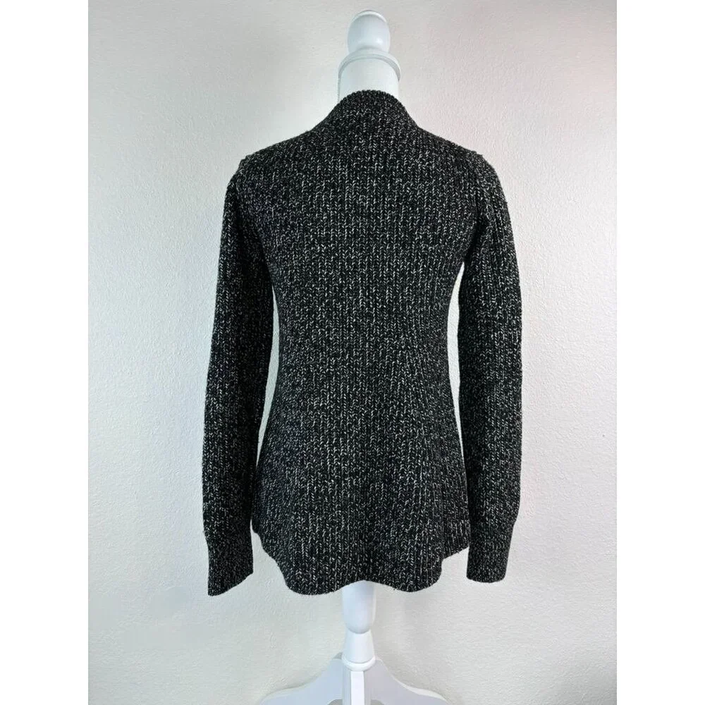 Athleta women's XS black white variegated wool blend‎ stretch sweater top